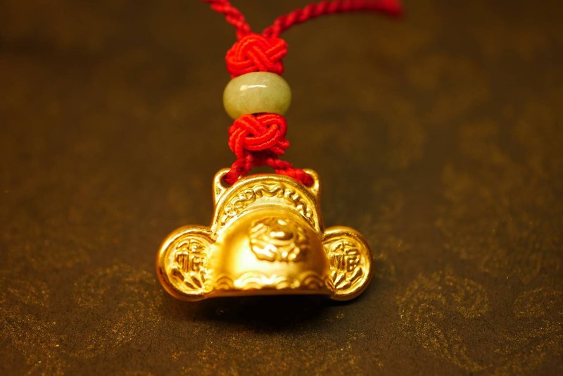 黃金9999-黃金官帽-黃金彌月項鍊 - 彌月禮盒 - 24k 金 金色
