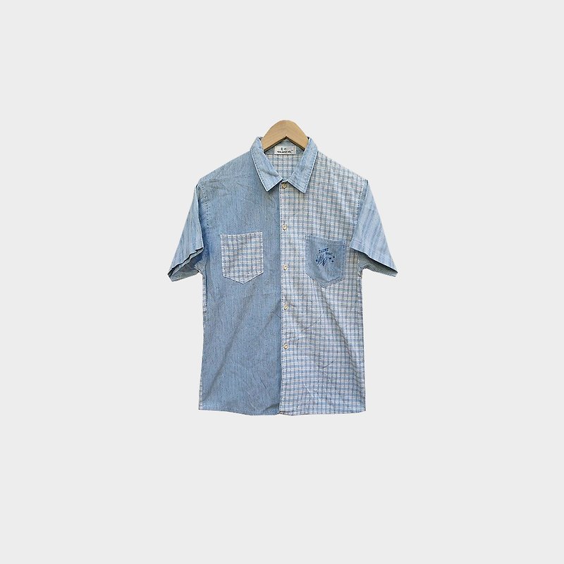 Disguise vintage / stitching denim shirt no.071 vintage - เสื้อเชิ้ตผู้หญิง - เส้นใยสังเคราะห์ สีน้ำเงิน