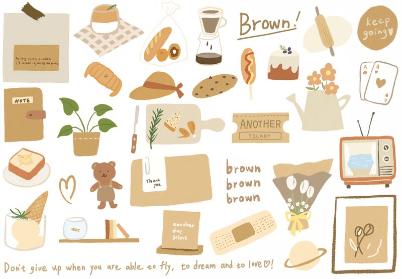 another brown brown brown sticker set - สติกเกอร์ - กระดาษ สีนำ้ตาล