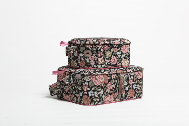 Rose Jacquard sewing box - Storage - Cotton & Hemp Black