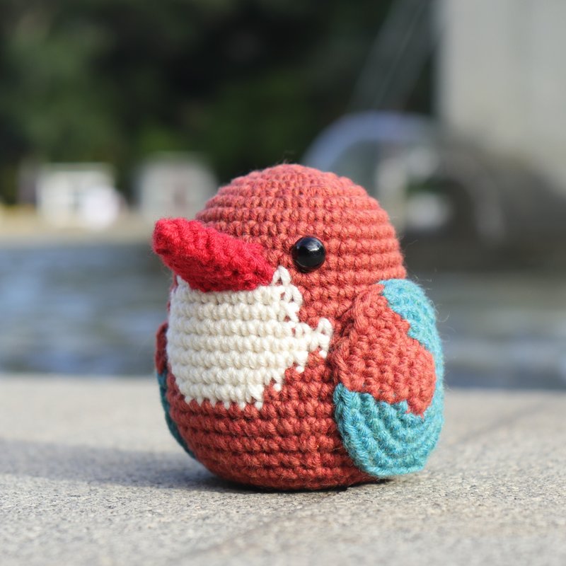 White-throated Kingfisher crochet toy - ของวางตกแต่ง - ขนแกะ 