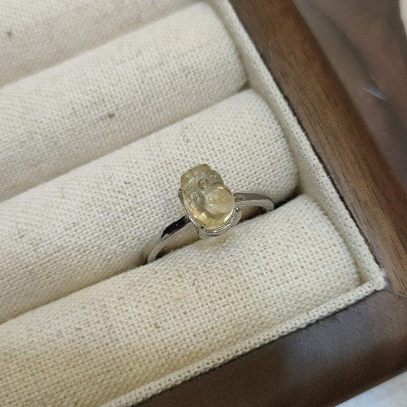 Le Bonheur Pixiu Citrine Ring Opening Adjustable (Valentine's Day Birthday Gift) - แหวนทั่วไป - เครื่องประดับพลอย สีเหลือง