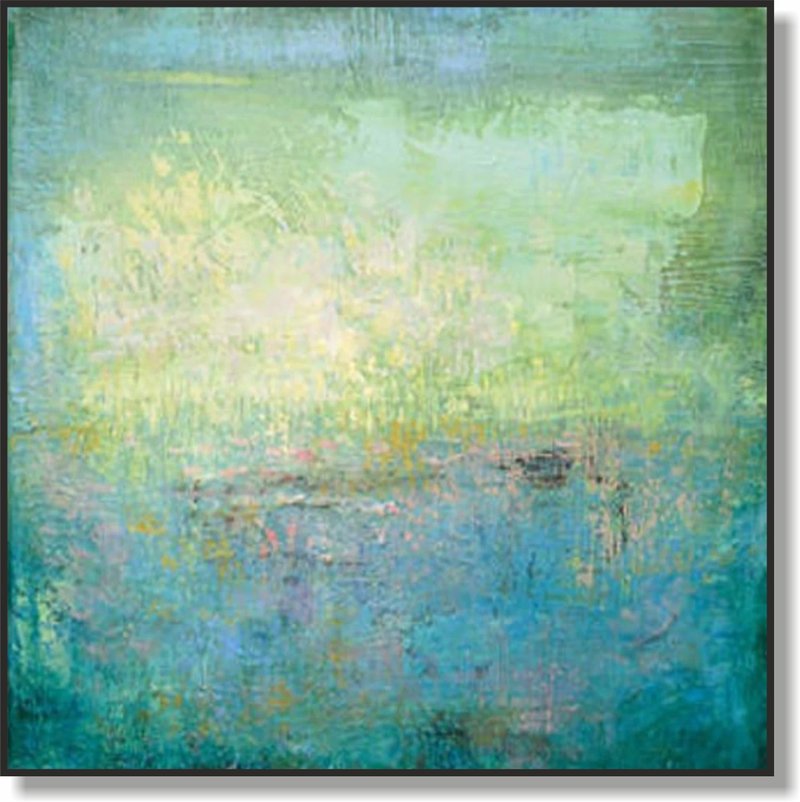 Abstract Painting in Multicolored, Light Blue and Yellow - 壁貼/牆壁裝飾 - 壓克力 綠色