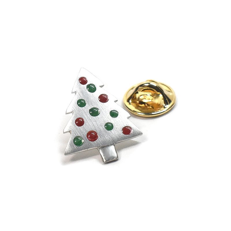 Christmas tree silver pin brooch - Brooches - Pottery Silver