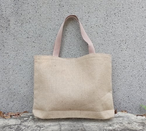 Natural linen tote bag hand embroidery bag handmade bag - Beige