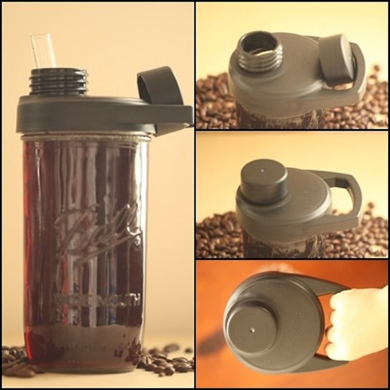 【送梅森杯】 FaceSun 提手杯蓋 獨家專利 人體工學 耐重量 易拿 - 水樽/水瓶 - 塑膠 黑色
