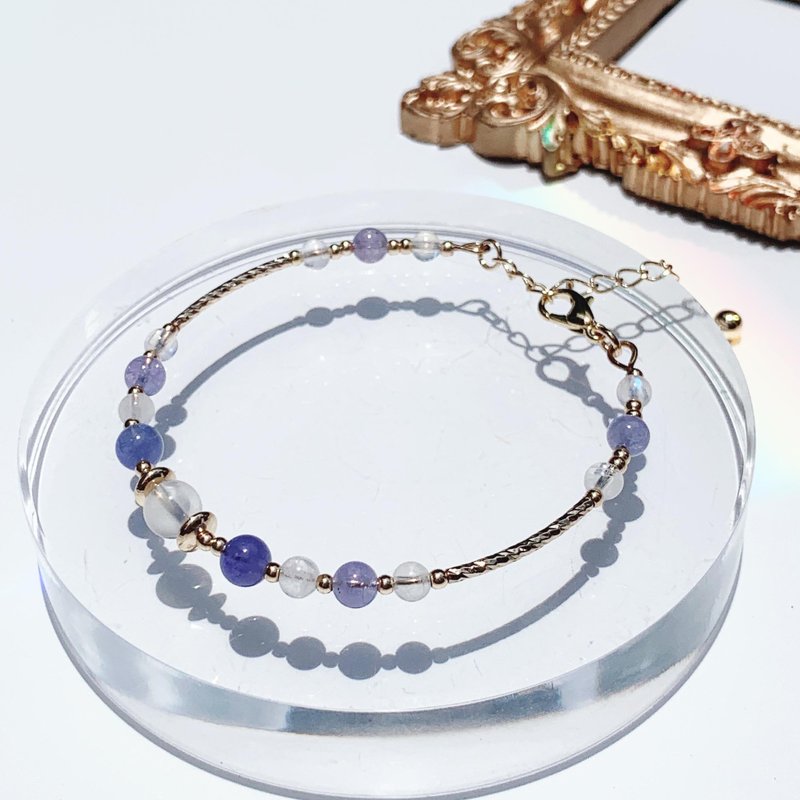 Tanzanite Stone 14K Gold Natural Crystal Bracelet - สร้อยข้อมือ - คริสตัล หลากหลายสี