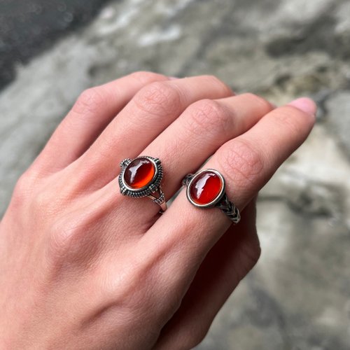 赤い石のゴールドリング美品 合成石 はくはこ Xiyingyao 925シルバーレッド石天然石石ライブリングエスニック