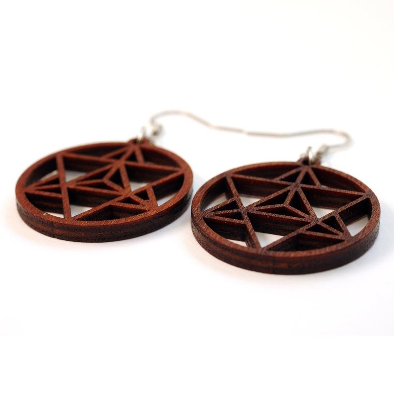 Merkaba Star Earrings - Earrings & Clip-ons - Wood Brown