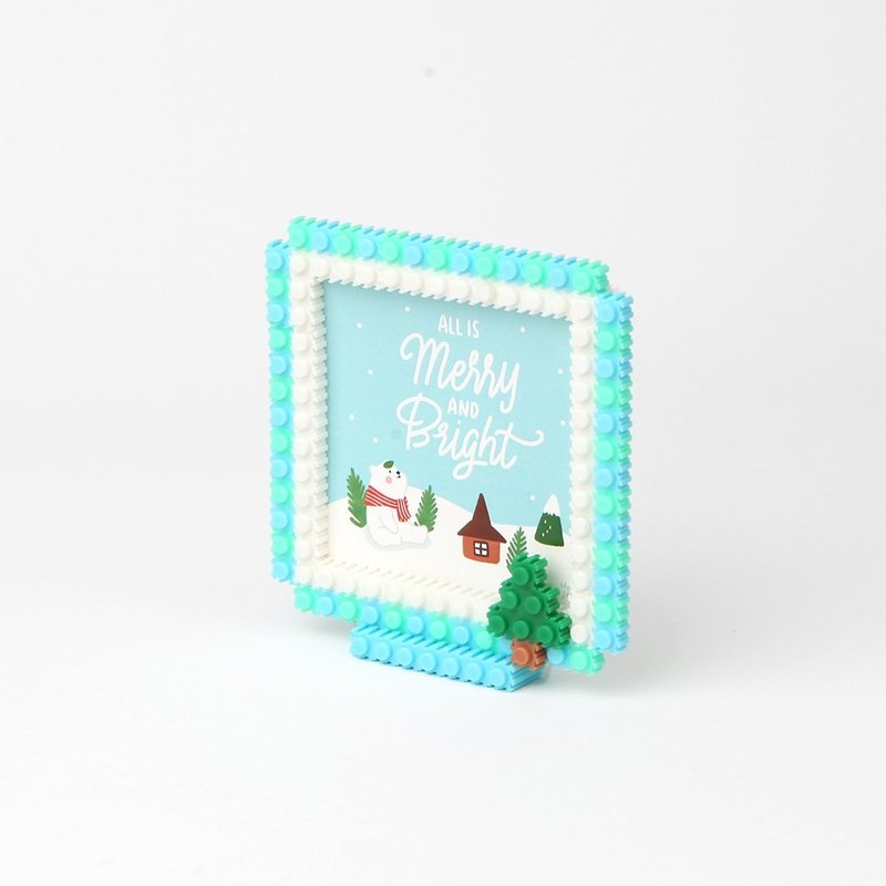 Gracebell Series 3D Building Block Puzzle Christmas Special (Photo Frame) 04.Blue Komi - อื่นๆ - พลาสติก ขาว