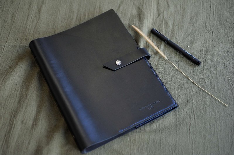 [] Be Two black handmade leather notebook / B5 loose-leaf diary / 26 hole / round the buckle / leather / loose-leaf notebook / Organizer / Notepad / loose-leaf book / PDA - Notebooks & Journals - Genuine Leather Black