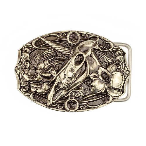 KLAMRA Unicorn german silver belt buckle, magic skull nickel silver belt accessory