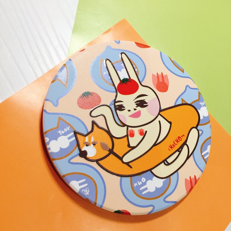 台灣鶯歌晶透浮雕陶瓷吸水杯墊 | 與狗GO聯名的鼻孔兔-乘風破浪感 - 杯墊 - 瓷 橘色