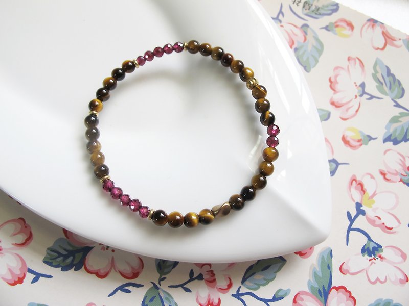 Yellow Tiger Eye Purple Teeth Black 925 Silver[Soft and Firm] The Stone of Courage Lucky Fortune UP - Bracelets - Crystal Multicolor