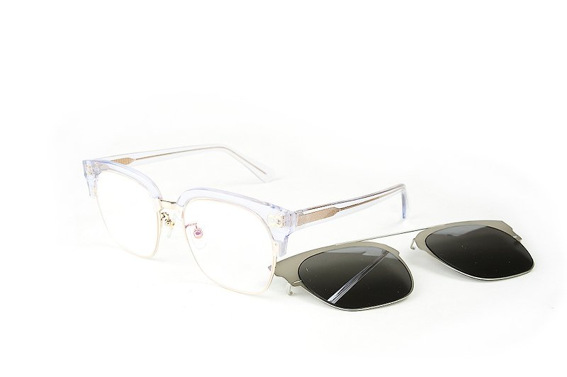 BEING Plain + Front Hanging Sunglasses-Transparent Silver (Transparent and Pure) - กรอบแว่นตา - วัสดุอื่นๆ สีเทา