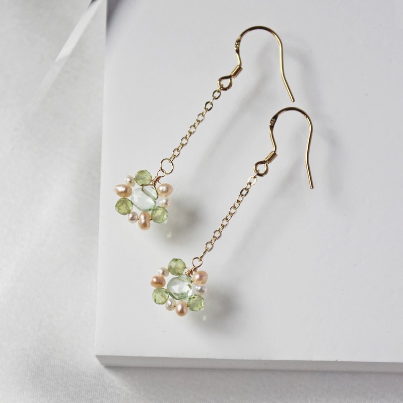 Green Amethyst Stone 925 Silver Ear Hook Dangle Earrings - Earrings & Clip-ons - Crystal Green