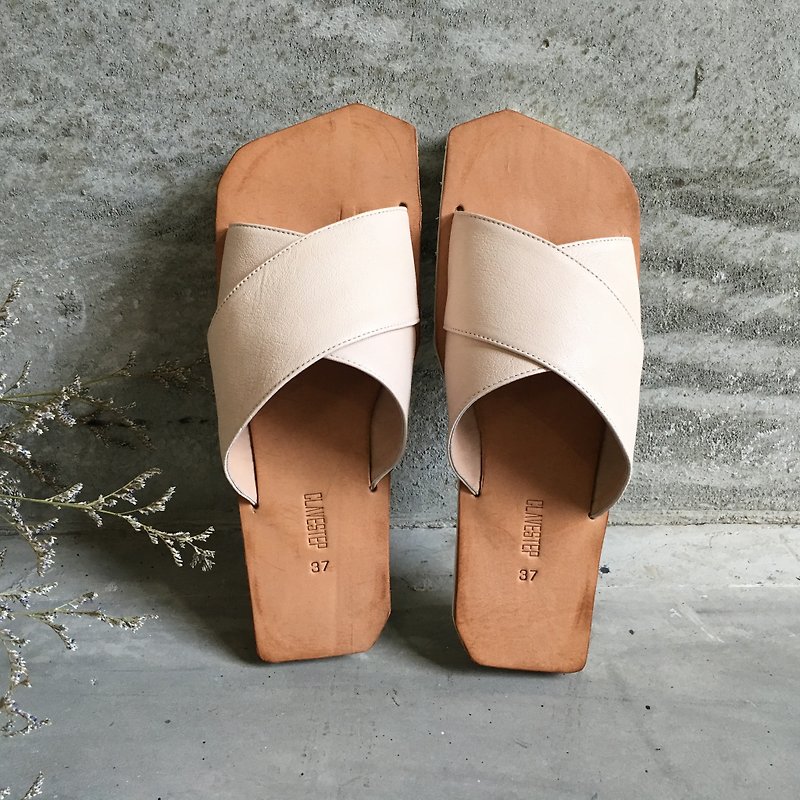 CLAVESTEP X Sandals - 真皮便鞋-十-櫻花粉 - 女休閒鞋/帆布鞋 - 真皮 粉紅色