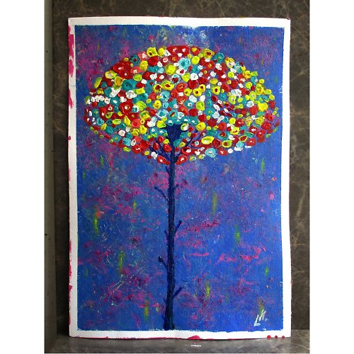 Artkingdom7 Blooming Tree of Life Painting Floral Original Acrylic Art Above Sofa