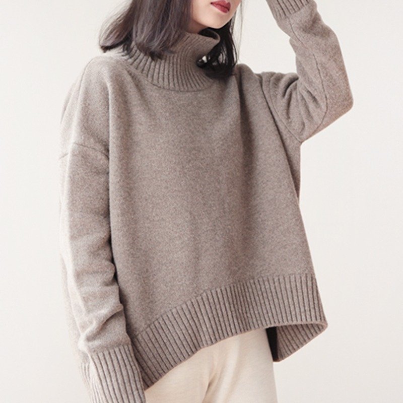 KOOW warm and know high collar large profile thick sweater warm bones of wool cashmere - เสื้อผู้หญิง - ขนแกะ 