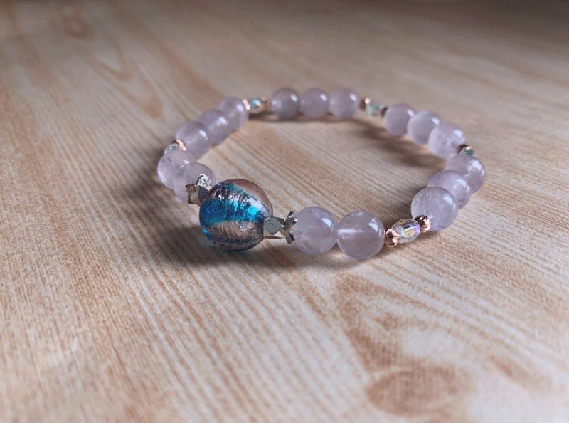 [Crystal Series] White Ghost Glass Bead Bracelet - สร้อยข้อมือ - คริสตัล ขาว