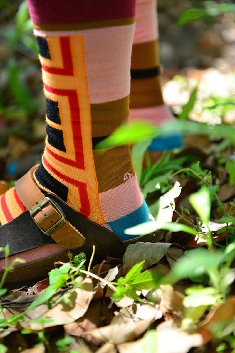 GillianSun Socks Collection 【HOT 熱銷款】04PK-Spuare Combo - 襪子 - 棉．麻 粉紅色
