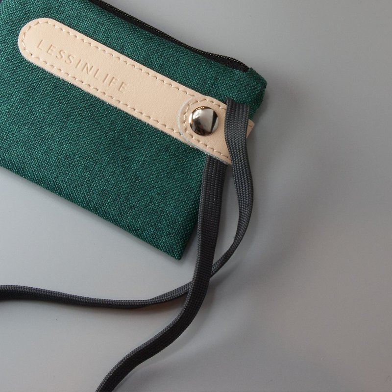 簡法_水草綠 3秒攜帶鑰匙 零錢包(送集線器一組) - 散紙包 - 棉．麻 綠色