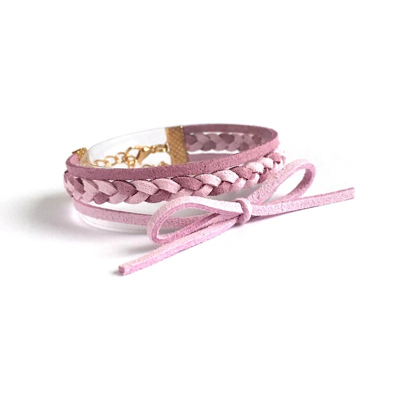 Handmade Double Braided Stylish Bracelets Rose Gold Series–purple limited - Bracelets - Other Materials Purple