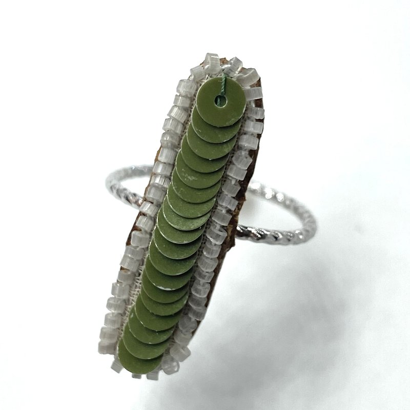 Ring Log cabin Green Size selectable No. 11 or No. 13 - General Rings - Other Metals Green