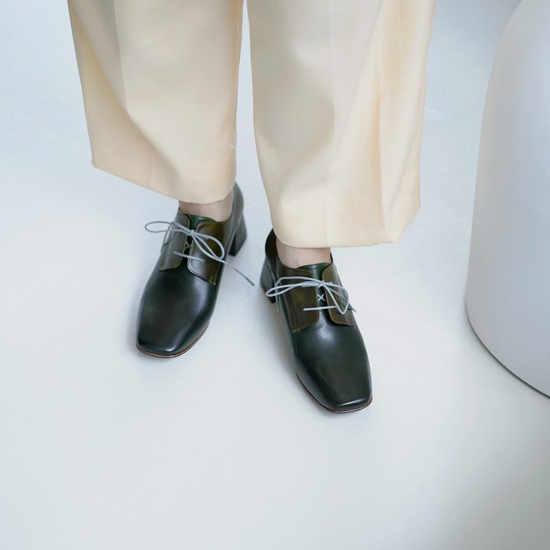 4.6 方頭德比跟鞋 - 叢林綠 - 其他女皮鞋 - 真皮 綠色