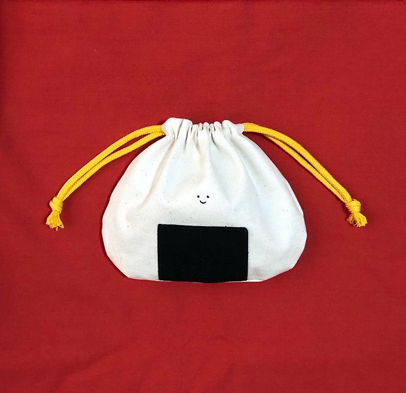 Onigiri-kun drawstring pouch [yellow] - Toiletry Bags & Pouches - Cotton & Hemp White
