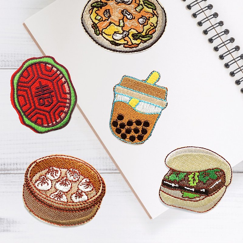 Taiwanese Cuisine Embroidered Fabric Patches - Stickers - Thread 