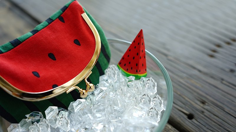 Multi-flavored watermelon storage gold bag - Wallets - Cotton & Hemp Red