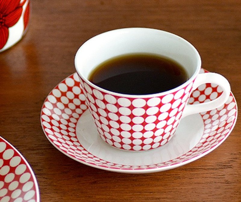Stig Lindberg Nordic design master EVA coffee cup tray set (bone china) - Mugs - Porcelain Red