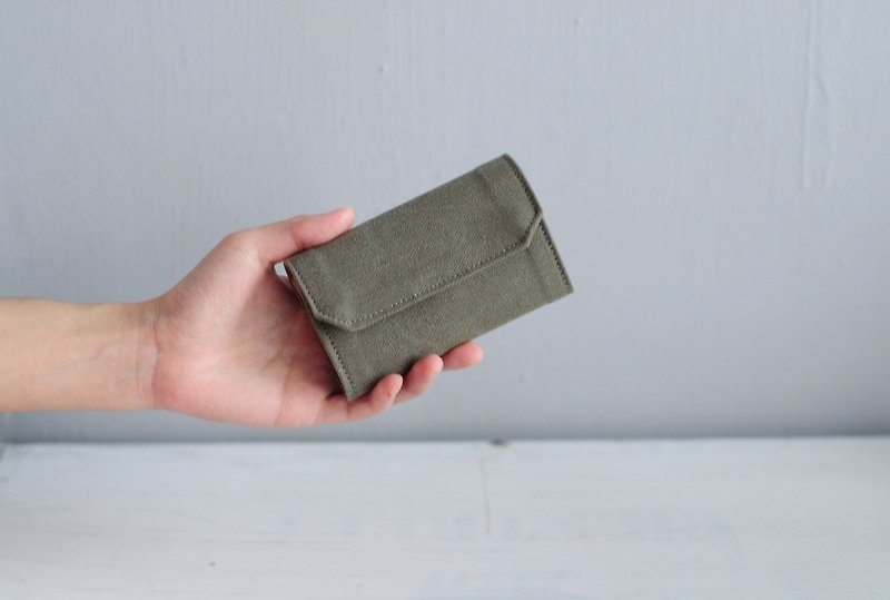 黑茶色 帆布 可水洗紙 零錢包 卡片夾 交換禮物 - 散紙包 - 棉．麻 綠色
