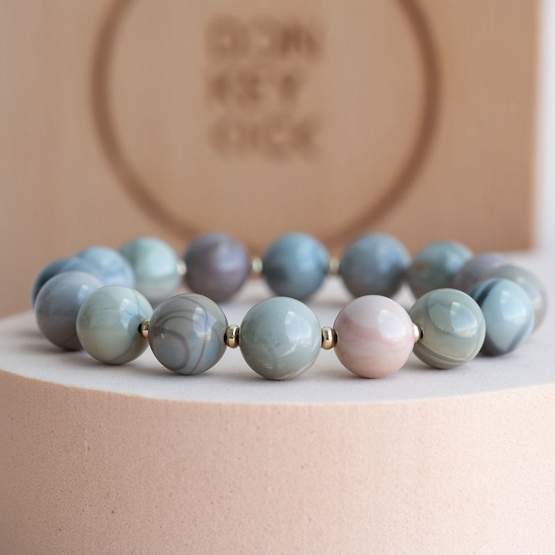 Pastel Paint Morandi Alashan agate genuine gemstones stretch bracelet gift - Bracelets - Crystal Multicolor