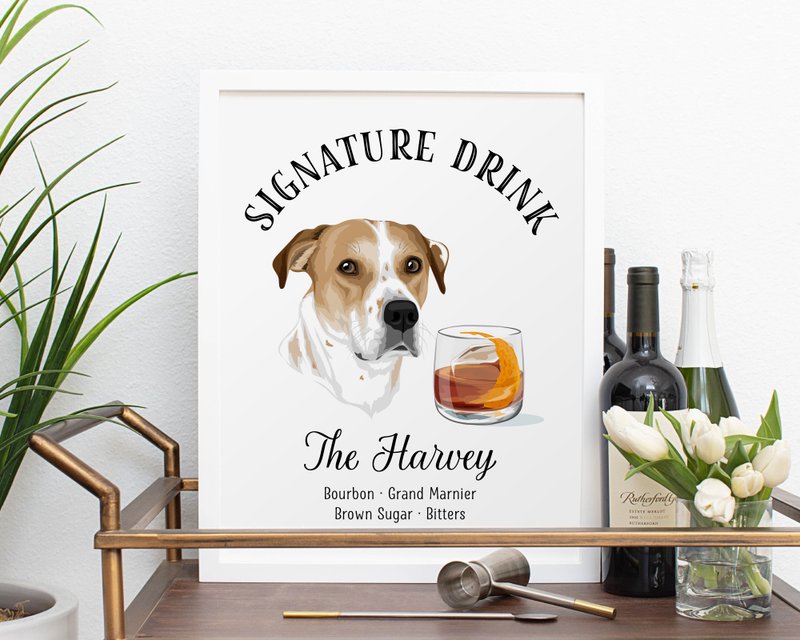 Custom Signature Pet Cocktail Sign. Printable Wedding sign for bar. Menu sign. - งานดีไซน์ดิจิทัลอื่นๆ - วัสดุอื่นๆ 