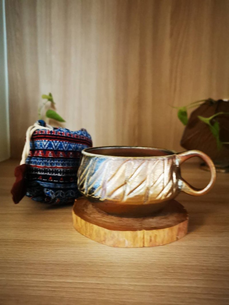 柴燒自然落灰柴燒杯 - 茶壺/茶杯/茶具 - 陶 