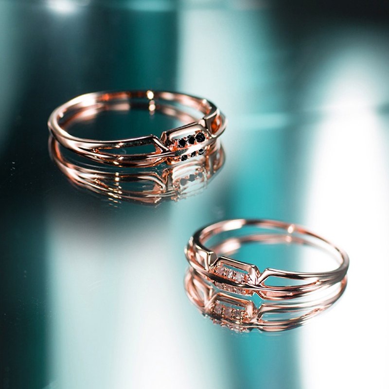 Rose Gold Engagement Ring Set, Diamond Wedding Band Ring Set, 14k Bridal Ring - Couples' Rings - Precious Metals Gold