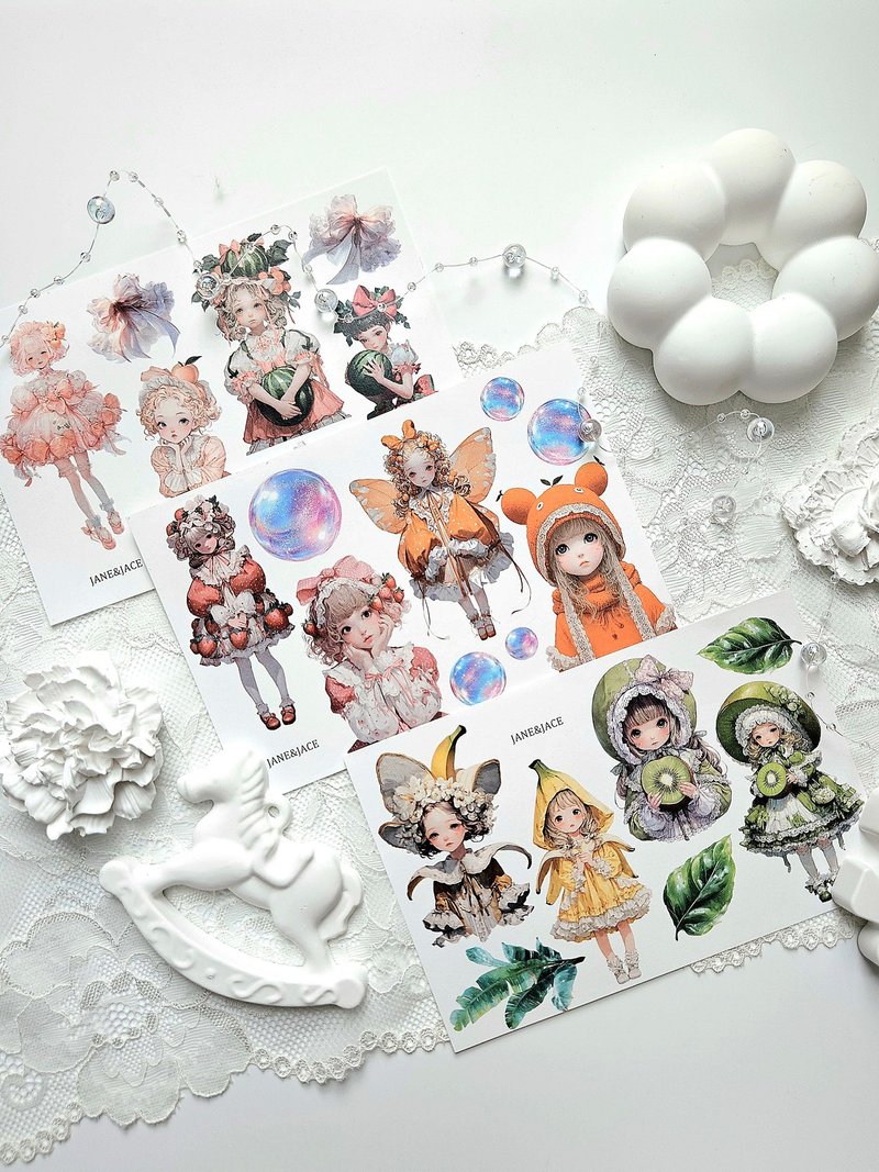 fruit girl paper - 貼紙 - 紙 