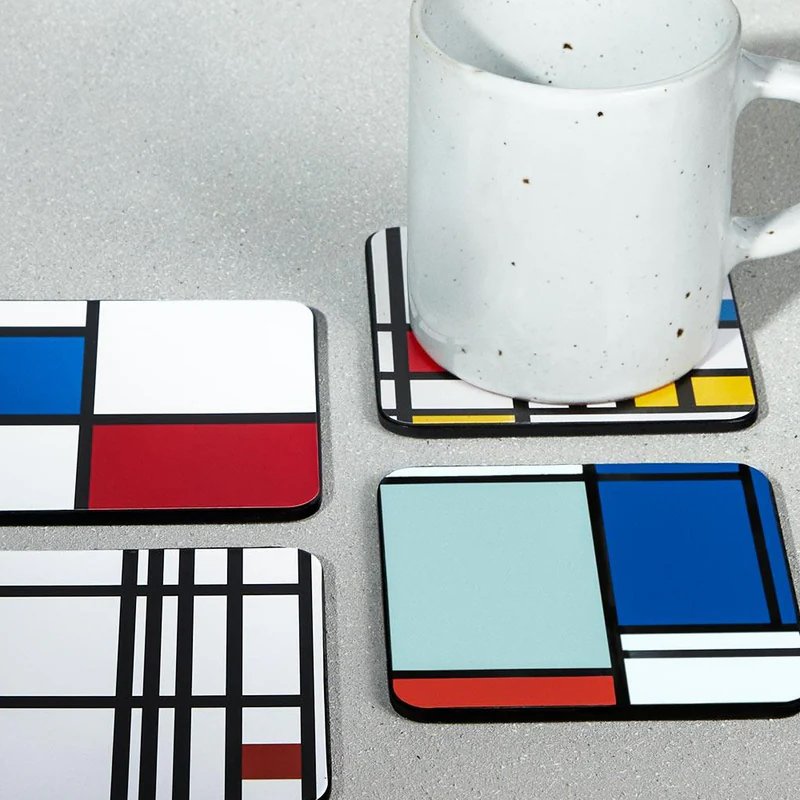 美國 MoMA 蒙德裡安杯墊水杯墊簡約托盤裝飾 當代藝術博物館出品 - 杯墊 - 塑膠 多色