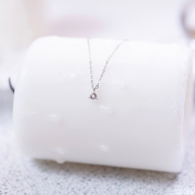 White Crystal 925 Sterling Silver Birthstone Necklace-April Birthstone - Necklaces - Gemstone Silver
