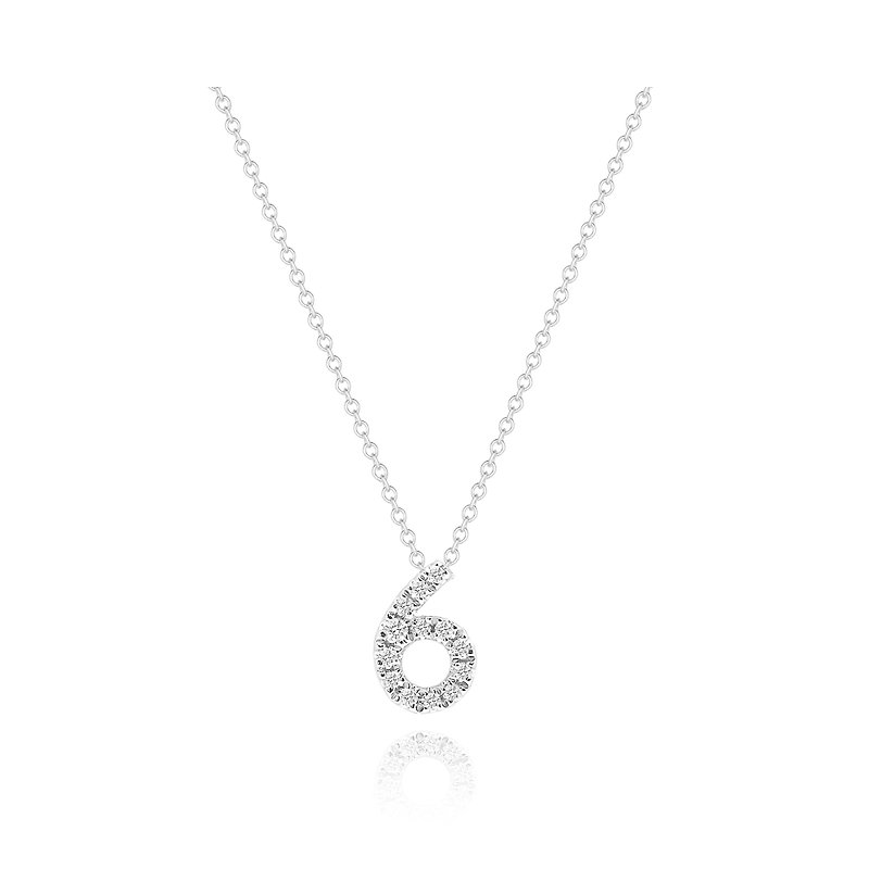 6 - Number Necklace | 14K金真鑽項鍊 - 項鍊 - 鑽石 