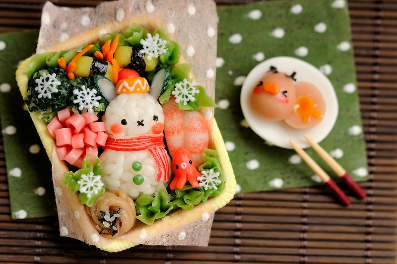 Sweet Dream: Christmas-Christmas Snow Rabbit Sushi Bento / Pure Decoration / Gift Exchange - Items for Display - Clay Red