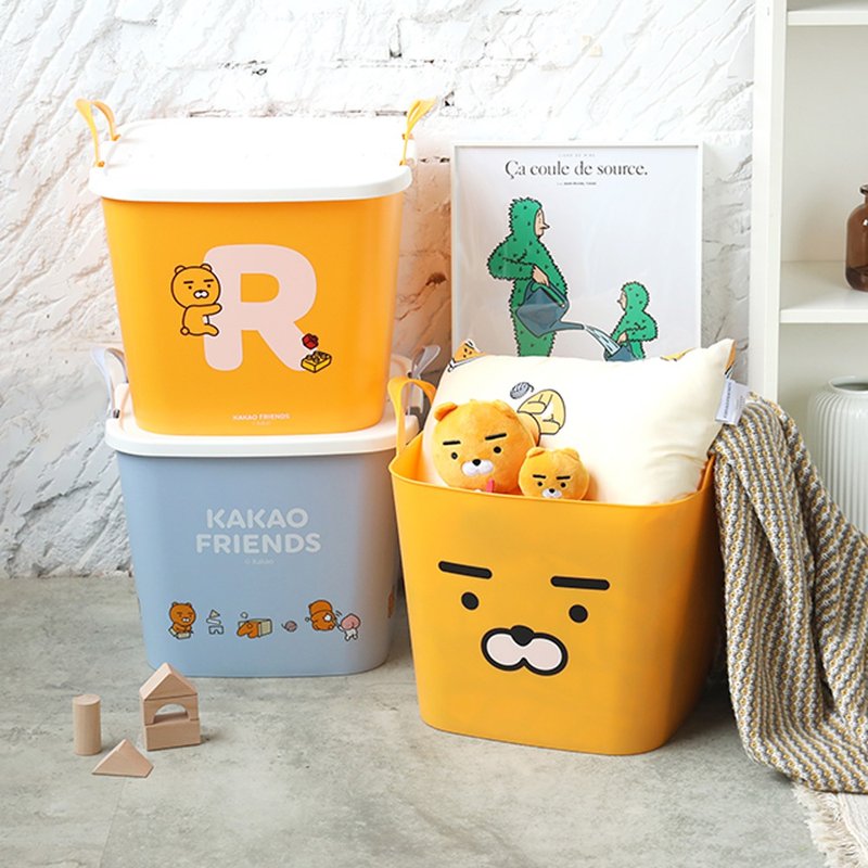 Kakao Friends塑膠收納籃-Ryan萊恩Apeach桃子 收納箱 玩具箱 - 居家收納/收納盒/儲物盒 - 塑膠 多色