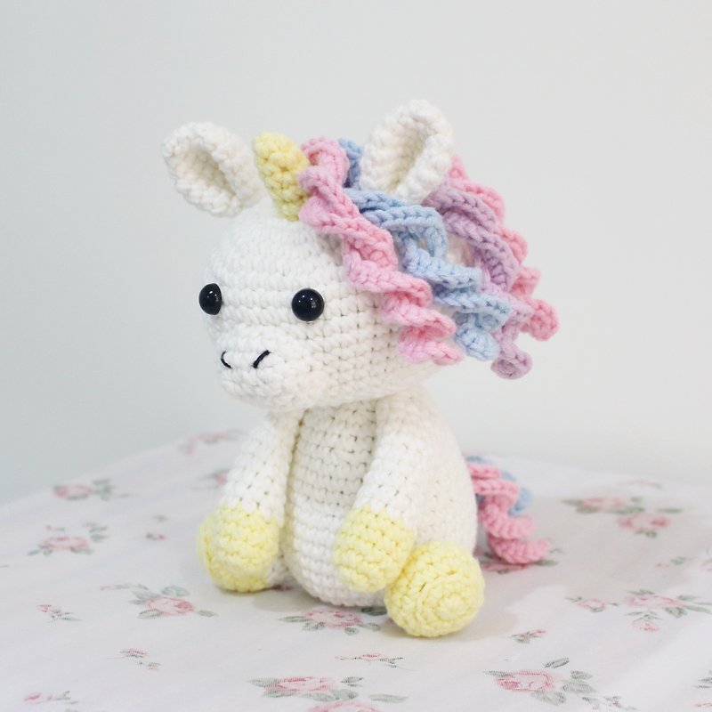 Unicorn Tracy Hand Crocheted - Stuffed Dolls & Figurines - Cotton & Hemp Multicolor