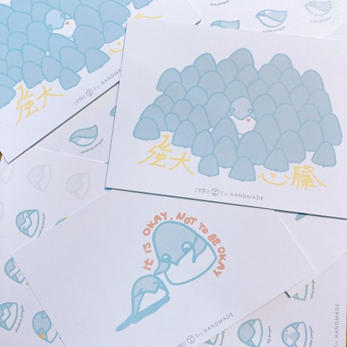 丁一一手作り Tii Handmade 企鵝手繪 明信片 香港故事 POSTCARD 聖誕卡 數碼印刷 整套5張