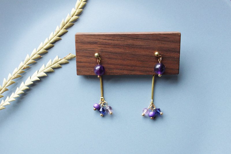  Fruit - earring  clip-on earring - Earrings & Clip-ons - Copper & Brass Purple