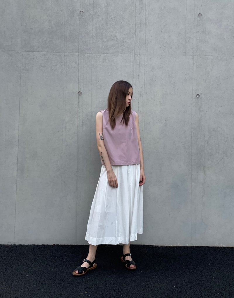 High-quality pleated skirt two-color into I Cotton pleated skirt - กระโปรง - ผ้าฝ้าย/ผ้าลินิน 
