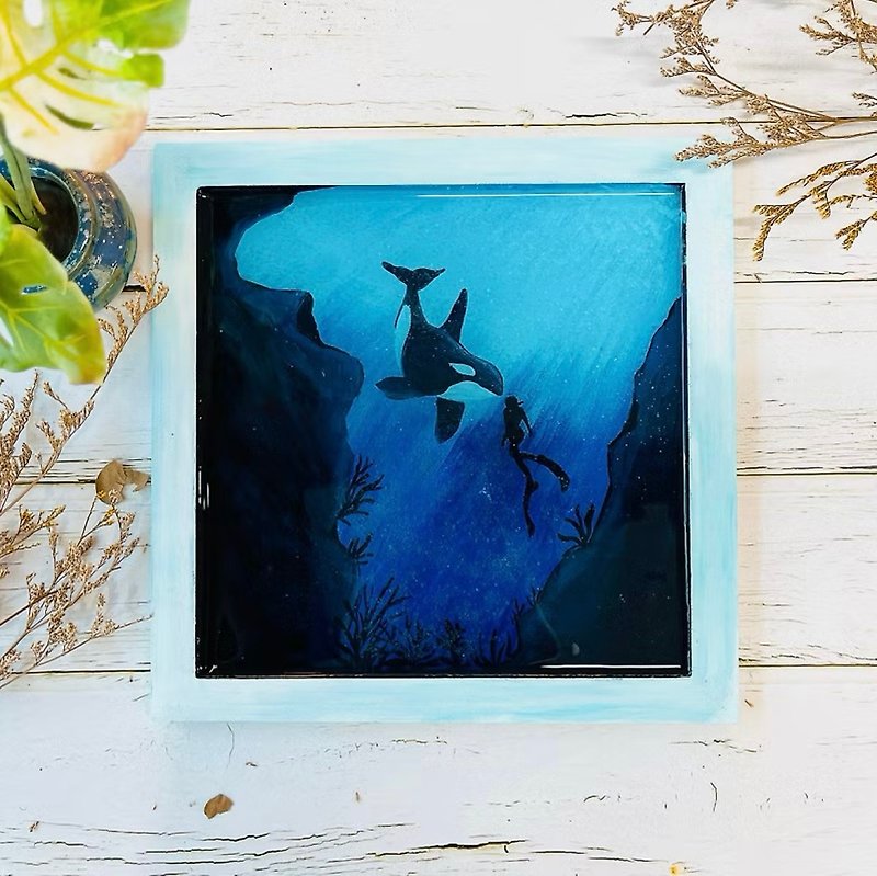 Dancing with Whale Sharks Epoxy Resin Glow-in-the-Dark Painting Course Can Be Learned Without Painting Basics - Illustration, Painting & Calligraphy - Cotton & Hemp 