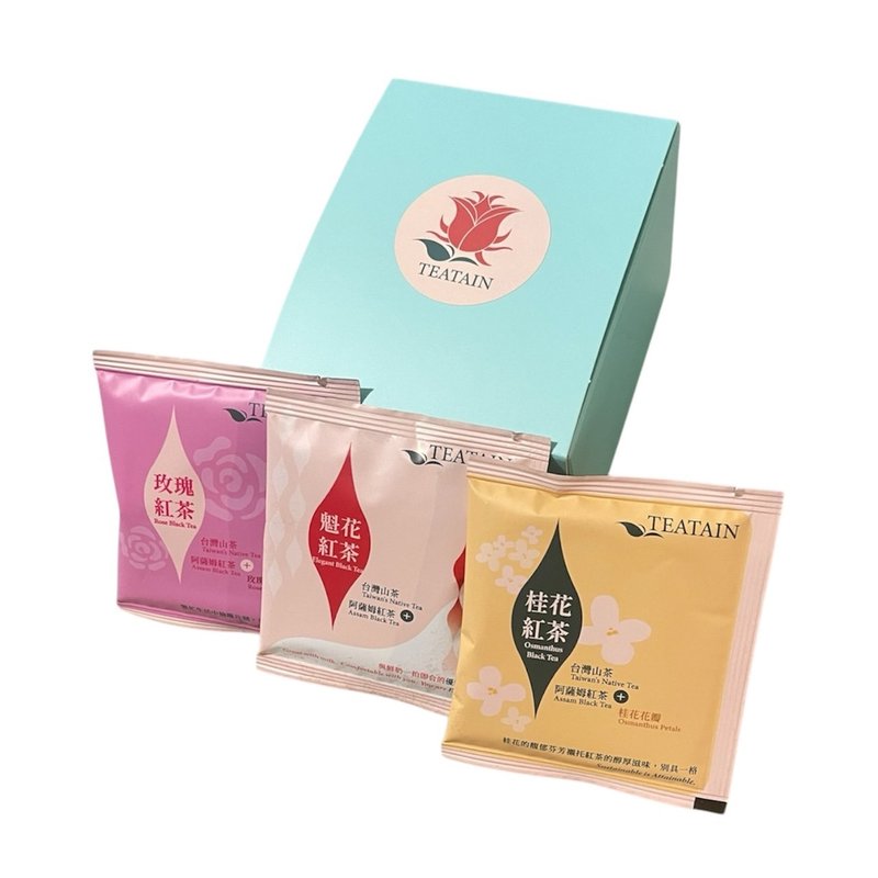 [Three-dimensional tea bag gift box] Kuihua black tea + rose black tea + osmanthus black tea satisfies 3 flavors at one time - ชา - อาหารสด 